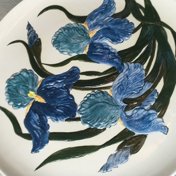 Mid Century Blue Floral Plate Iris Serveware or Decor 1956 Irene Smith Plate - Picture 2 of 5